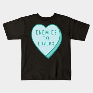 Enemies To Lovers Candy Heart Tropes Book Blue Kids T-Shirt